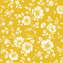 Seamless Wallpaper With Flowers. Two Tone Pattern