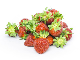 Wall Mural - red strawberries isolated on white