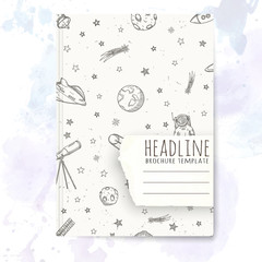 Notebook template with hand drawn astronomy doodles.