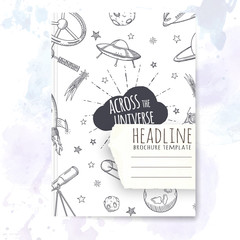 Wall Mural - Notebook template with hand drawn astronomy doodles.