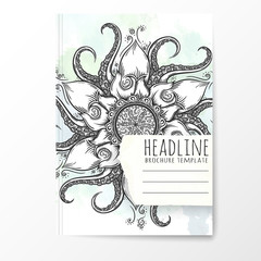 Wall Mural - Notebook template with hand drawn mandala.