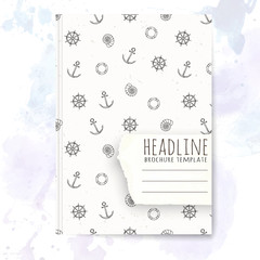Wall Mural - Notebook template with hand drawn sea vacation doodles.
