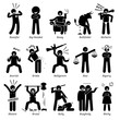 Negative Personalities Character Traits. Stick Figures Man Icons. Starting with the Alphabet B.