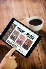 Wall Mural - composite image of woman using tablet pc