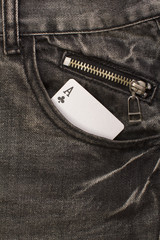 Wall Mural - ace card inside gray jeans pocket with zip lock