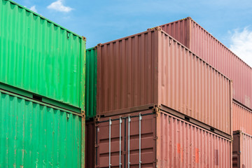 Containers in the port on the daytime