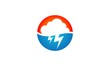 rain clouds and lightning icon logo