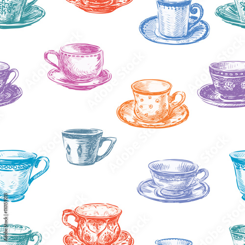 Naklejka - mata magnetyczna na lodówkę pattern of the tea cups