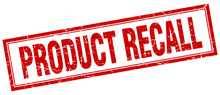 Product Recall Red Grunge Square Stamp On White