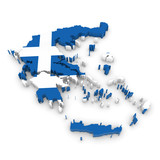 Fototapeta Paryż - 3D Illustration Map Outline of Greece with the Greek Flag