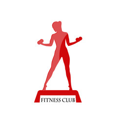 Wall Mural - fitness club red icon