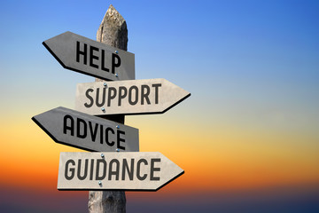 help, support, advice, guidance signpost