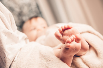 close up picture of new born baby feet