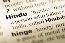 Close Up Of Old English Dictionary Page With Word Hindu