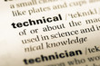 © TungCheung - Close up of old English dictionary page with word technical