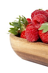 Canvas Print - raspberries on wooden container