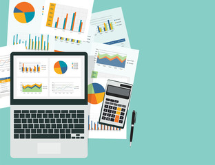 Aufkleber - business analytic graph in device with report paper concept .business planning and business investment concept.
