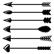 Vector Black Bow Arrow Icons Set