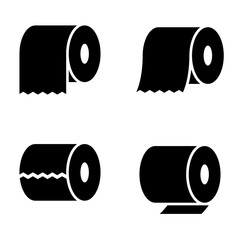 Poster - Vector black toilet paper icons set