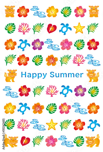 紅型 暑中見舞い 夏アイコン はがきサイズ Buy This Stock Vector And Explore Similar Vectors At Adobe Stock Adobe Stock