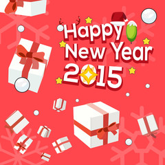 Wall Mural - falling present boxes with greeting happy new year letters desig