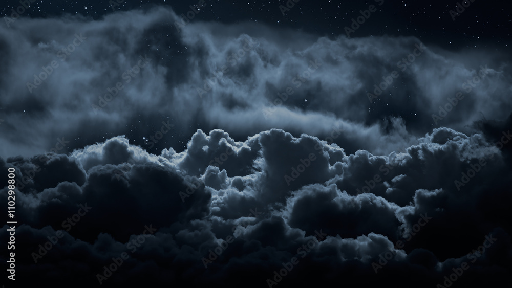 Above the clouds at night - obrazy, fototapety, plakaty 