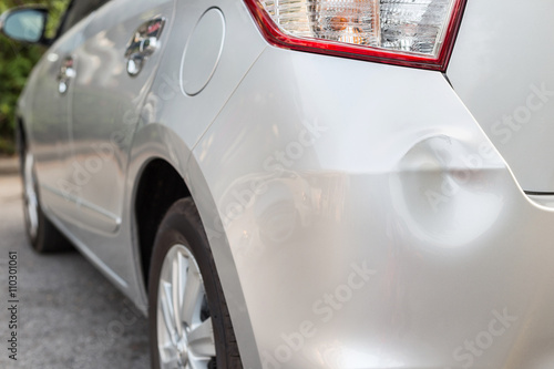 Fotografie, Obraz Backside of silver car get damaged by accident