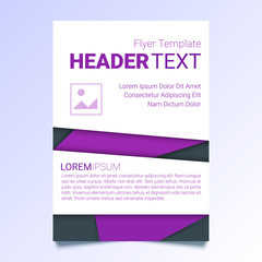 Wall Mural - Creative purple flyer vector template in A4 size. Modern poster, brochure business template, trendy report cover in a material design style. Abstract geometrical vector illustration