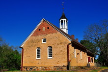 Bethabara, North Carolina - April 23, 2016:  1788 Gemeinhaus Moravian Church With Attached Minister's House At Bethabara Historic Settlement *