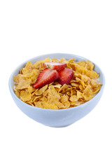 Wall Mural - corn flakes with slice strawberries