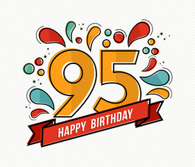 Wall Mural - Colorful happy birthday number 95 flat line design