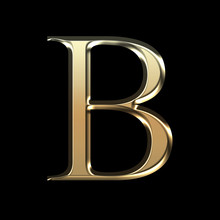 Golden Matte Letter B, Jewellery Font Collection.
