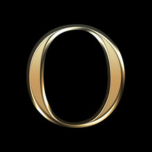 Golden Matte Letter O, Jewellery Font Collection.