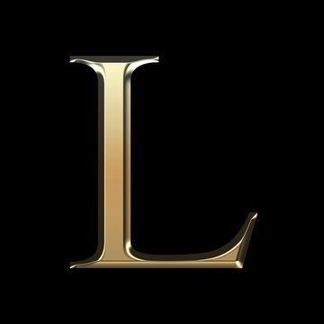 Wall Mural - Golden matte letter L, jewellery font collection.