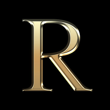 Wall Mural - Golden matte letter R, jewellery font collection.