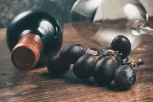 Wine Bottle And Grapes