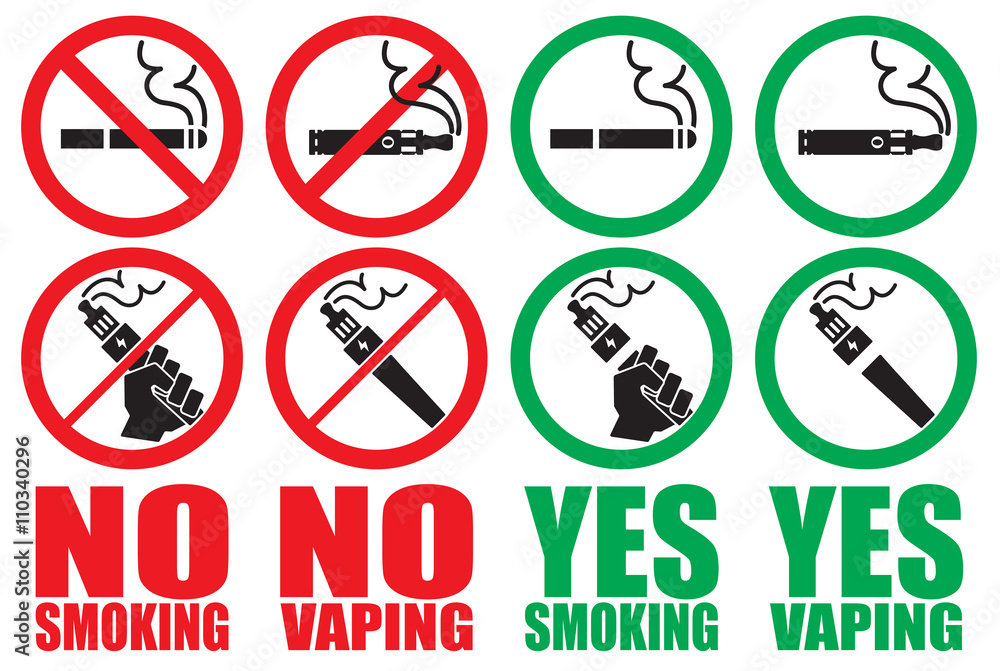 Image vectorielle Stock set vaping icons no smoking sign vape yes smoking  area
