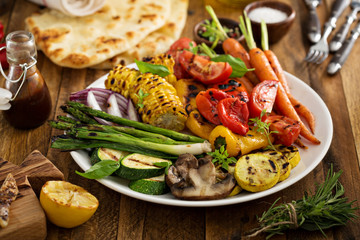 Grilled vegetables and chicken