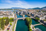 Fototapeta Na drzwi - Aerial view of Leman lake -  Geneva city in Switzerland