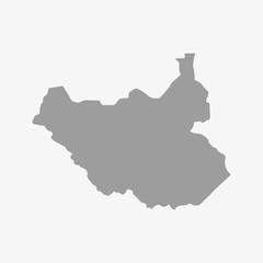 Canvas Print - Map of of South Sudan in gray on a white background