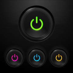 Power Buttons with different colored lights.
