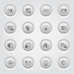 Wall Mural - Button Design Protection and Security Icons Set