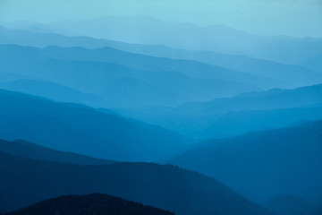 Blue mountains in Ukraine Carpathians