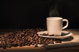 Fototapeta Mapy - Espresso coffee with beans