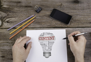 Wall Mural - CONTENT bulb word cloud