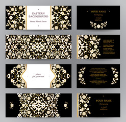 Wall Mural - Vector set of golden floral cards.