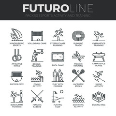 Sports Activity Futuro Line Icons Set