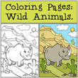 Coloring Pages: Wild Animals. Cute rhinoceros.