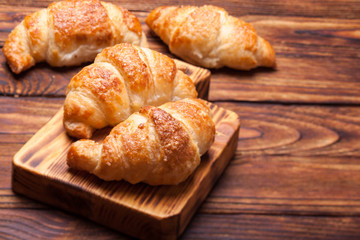 Breakfast with fresh croissants