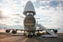 Unloading Widebody Cargo Airplane